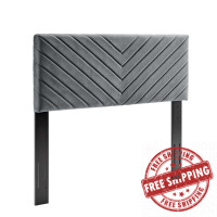 Modway MOD-6145-CHA Charcoal Alyson Angular Channel Tufted Performance Velvet King / California King Headboard