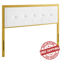Modway MOD-6173-GLD-WHI Gold White Teagan Tufted Twin Performance Velvet Headboard