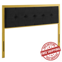 Modway MOD-6175-GLD-BLK Gold Black Teagan Tufted Full Performance Velvet Headboard