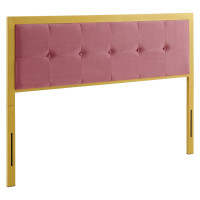 Modway MOD-6179-GLD-DUS Gold Dusty Rose Teagan Tufted King Performance Velvet Headboard