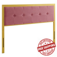 Modway MOD-6179-GLD-DUS Gold Dusty Rose Teagan Tufted King Performance Velvet Headboard