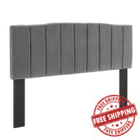 Modway MOD-6181-CHA Charcoal Camilla Channel Tufted Twin Performance Velvet Headboard
