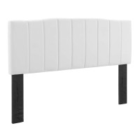 Modway MOD-6182-WHI White Camilla Channel Tufted Full/Queen Performance Velvet Headboard