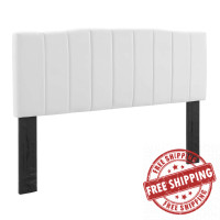 Modway MOD-6182-WHI White Camilla Channel Tufted Full/Queen Performance Velvet Headboard