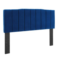 Modway MOD-6183-NAV Navy Camilla Channel Tufted King/California King Performance Velvet Headboard