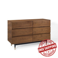 Modway MOD-6189-WAL Walnut Caima 6-Drawer 	Dresser