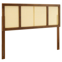 Modway MOD-6201-WAL Walnut Delmare Cane Queen Headboard