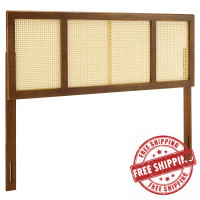 Modway MOD-6201-WAL Walnut Delmare Cane Queen Headboard