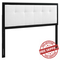 Modway MOD-6225-BLK-WHI Black White Draper Tufted Full Fabric and Wood Headboard