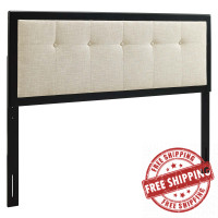 Modway MOD-6226-BLK-BEI Black Beige Draper Tufted Queen Fabric and Wood Headboard