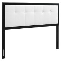 Modway MOD-6226-BLK-WHI Black White Draper Tufted Queen Fabric and Wood Headboard