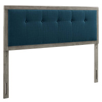 Modway MOD-6226-GRY-AZU Gray Azure Draper Tufted Queen Fabric and Wood Headboard