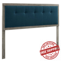 Modway MOD-6226-GRY-AZU Gray Azure Draper Tufted Queen Fabric and Wood Headboard