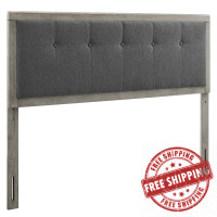 Modway MOD-6226-GRY-CHA Gray Charcoal Draper Tufted Queen Fabric and Wood Headboard