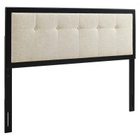 Modway MOD-6227-BLK-BEI Black Beige Draper Tufted King Fabric and Wood Headboard