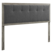 Modway MOD-6227-GRY-CHA Gray Charcoal Draper Tufted King Fabric and Wood Headboard