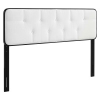 Modway MOD-6232-BLK-WHI Black White Collins Tufted Twin Fabric and Wood Headboard