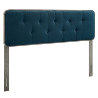 Modway MOD-6232-GRY-AZU Gray Azure Collins Tufted Twin Fabric and Wood Headboard