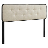 Modway MOD-6233-BLK-BEI Black Beige Collins Tufted Full Fabric and Wood Headboard