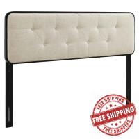 Modway MOD-6233-BLK-BEI Black Beige Collins Tufted Full Fabric and Wood Headboard