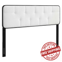 Modway MOD-6233-BLK-WHI Black White Collins Tufted Full Fabric and Wood Headboard