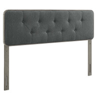 Modway MOD-6235-GRY-CHA Gray Charcoal Collins Tufted King Fabric and Wood Headboard