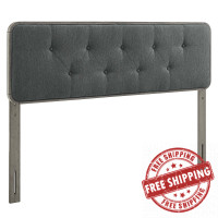 Modway MOD-6235-GRY-CHA Gray Charcoal Collins Tufted King Fabric and Wood Headboard