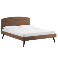 Modway MOD-6255-WAL Walnut Bronwen King Wood Platform Bed