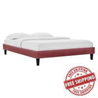 Modway MOD-6264-DUS Dusty Rose Reign Twin Performance Velvet Platform Bed Frame