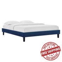 Modway MOD-6264-NAV Navy Reign Twin Performance Velvet Platform Bed Frame