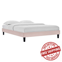 Modway MOD-6264-PNK Pink Reign Twin Performance Velvet Platform Bed Frame