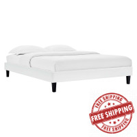 Modway MOD-6264-WHI White Reign Twin Performance Velvet Platform Bed Frame