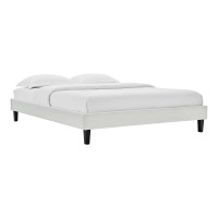 Modway MOD-6265-LGR Light Gray Reign Full Performance Velvet Platform Bed Frame