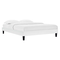 Modway MOD-6265-WHI White Reign Full Performance Velvet Platform Bed Frame