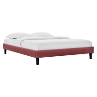 Modway MOD-6266-DUS Dusty Rose Reign Queen Performance Velvet Platform Bed Frame