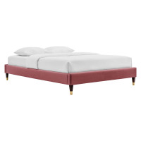 Modway MOD-6268-DUS Dusty Rose Harlow Twin Performance Velvet Platform Bed Frame