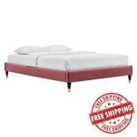 Modway MOD-6268-DUS Dusty Rose Harlow Twin Performance Velvet Platform Bed Frame