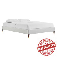 Modway MOD-6268-LGR Light Gray Harlow Twin Performance Velvet Platform Bed Frame