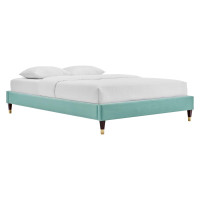 Modway MOD-6269-MIN Mint Harlow Full Performance Velvet Platform Bed Frame