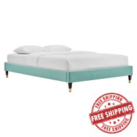 Modway MOD-6269-MIN Mint Harlow Full Performance Velvet Platform Bed Frame