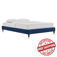 Modway MOD-6269-NAV Navy Harlow Full Performance Velvet Platform Bed Frame