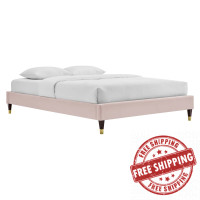 Modway MOD-6269-PNK Pink Harlow Full Performance Velvet Platform Bed Frame