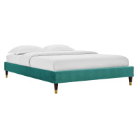 Modway MOD-6269-TEA Teal Harlow Full Performance Velvet Platform Bed Frame