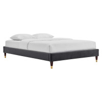 Modway MOD-6271-CHA Charcoal Harlow King Performance Velvet Platform Bed Frame