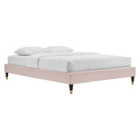 Modway MOD-6271-PNK Pink Harlow King Performance Velvet Platform Bed Frame