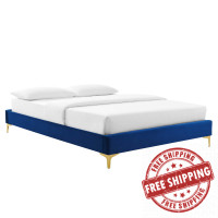 Modway MOD-6275-NAV Navy Sutton Queen Performance Velvet Bed Frame