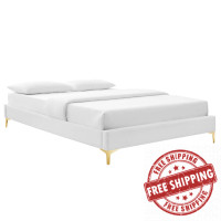 Modway MOD-6275-WHI White Sutton Queen Performance Velvet Bed Frame