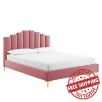 Modway MOD-6280-DUS Dusty Rose Olivia Queen Performance Velvet Platform Bed