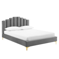 Modway MOD-6280-GRY Gray Olivia Queen Performance Velvet Platform Bed