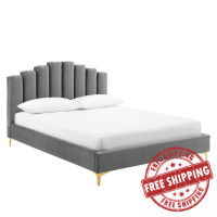 Modway MOD-6280-GRY Gray Olivia Queen Performance Velvet Platform Bed